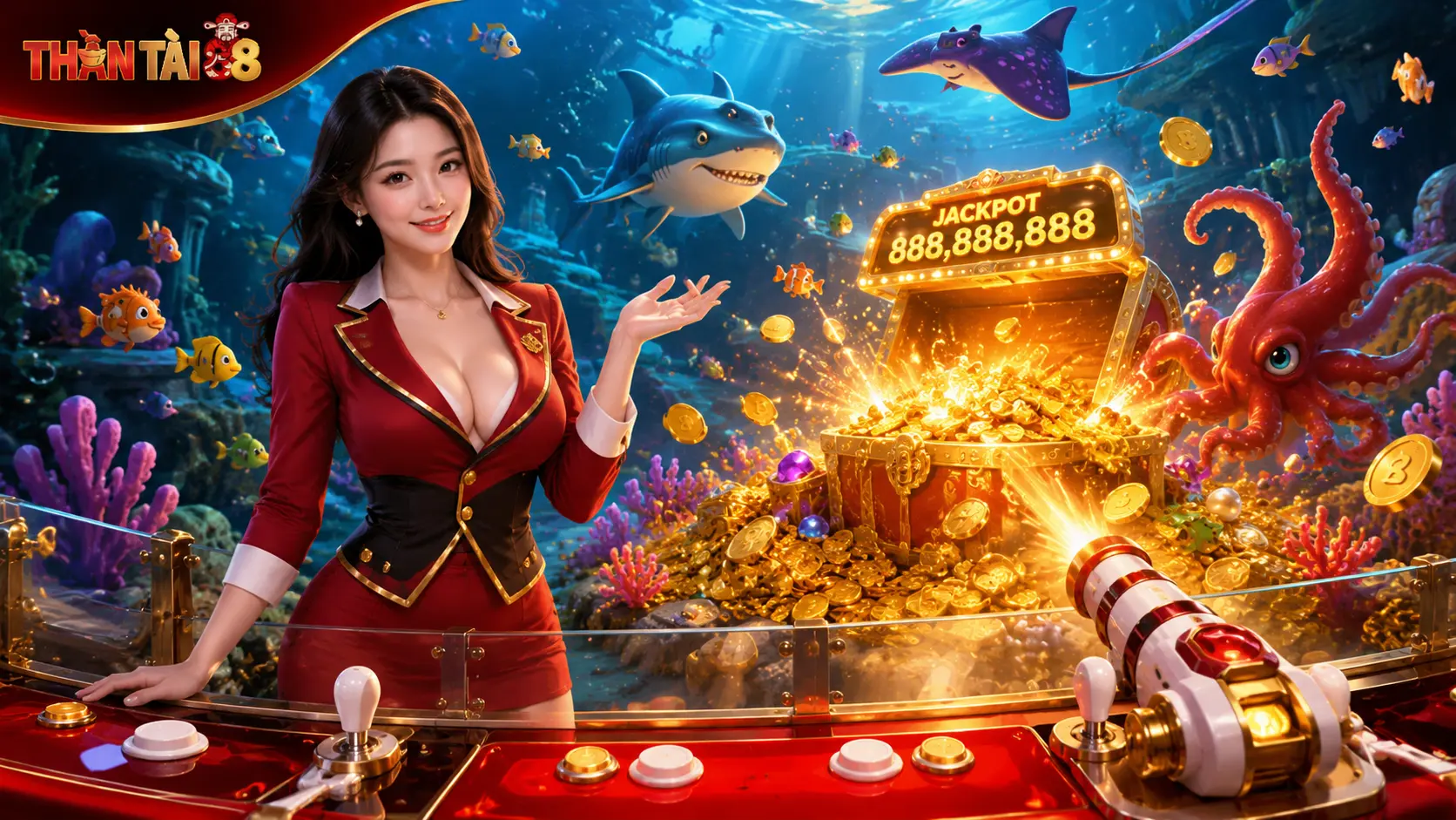 Pháo bắn cá phong cách ThầnTài88.